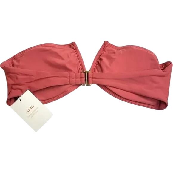 NWT Andie The Scala Strapless Bandeau Swim Padded Cups S Rose Punch Pink #3390 - Picture 13 of 15